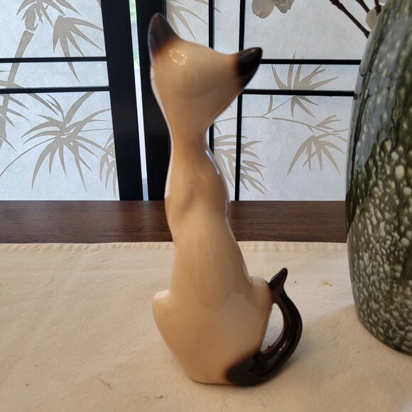 50s Long Neck Ceramic Siamese Cat Figurine - Picture 4 of 8